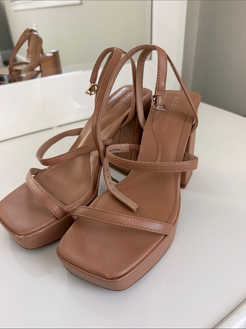 BCBG Square-Toe Slingback Heels